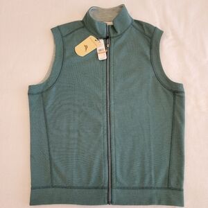 Tommy Bahama Reversible Switch It Up Full Zip Vest Small Heather Forest Green
